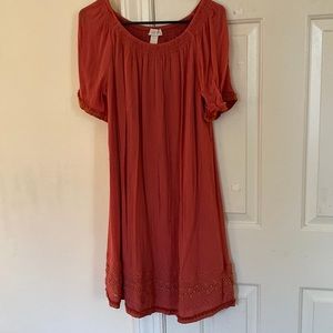LOFT Outlet coral peasant dress - M